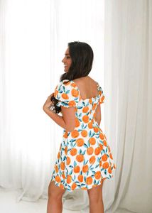 Shein Orange Puff Sleeve Dress
