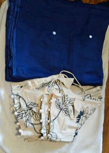 Blue Saree with Embroidered Blouse