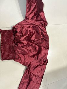 Maroon Satin Top