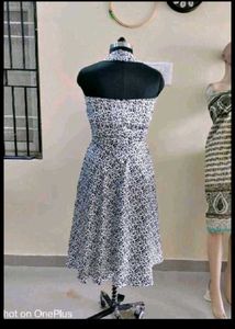 Chic Animal Print Halter Dress