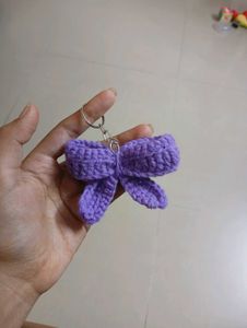 Cute Purple Bow Keychain