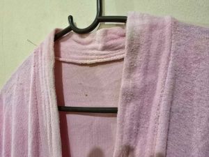 Pink Short Sleeve Bath Robe for Women