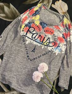 Paris Graphic Print Long Sleeve Top