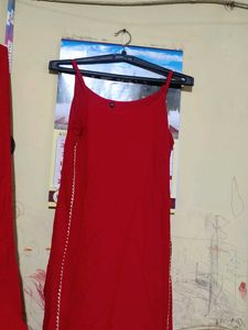 Red Kurti with Matching Pants