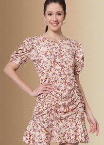 Floral Print Ruched Dress