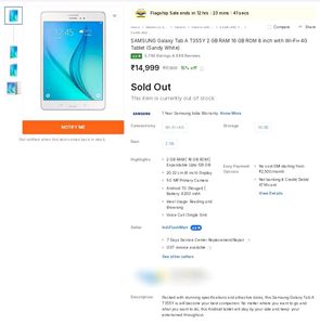 Samsung Galaxy Tab A SM-T355YZAAINS टैबलेट (8 इंच,