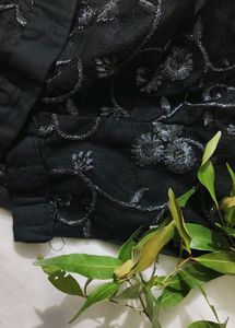 Black Blouse With Silver Designs