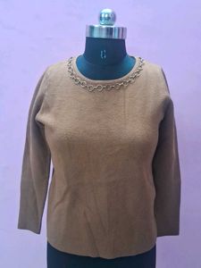 Elegant Brown Knit Top