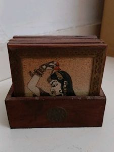 Indian Princess Wooden Handmade Coasters Set of 6