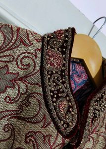 Maroon Velvet Sleeve Sherwani