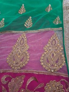Multi Color Heavy Work Paroot Green Designer