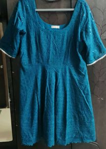 TealBlue Embroidered Kurta by aacho