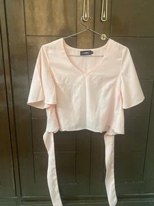 Peach Flared Sleeve Top