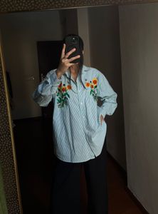 SUNFLOWER Embroidered Vintage Stripe Shirt 🌻