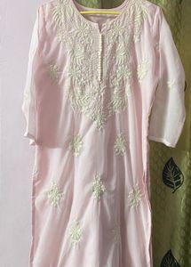 Pink Georgette Embroidered Kurta