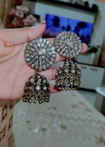 Oxidized Jhumka Earrings
