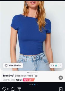 Blue Backless Cropped Top