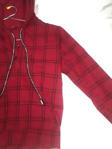 Red Plaid Flannel Hoodie