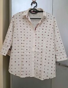 Patterned Casual White Shirt