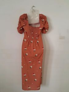 Dark Peach Printed Dress