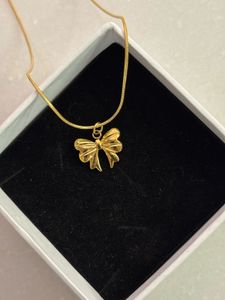 Gold Bow Necklace Anti tarnish