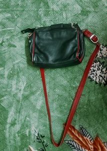 Vintage Green Leather Crossbody Bag