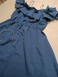 Blue Off-Shoulder Mini Dress