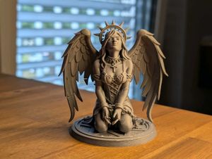 Kneeling Gothic Angel Statue (Halo &amp; Wings)
