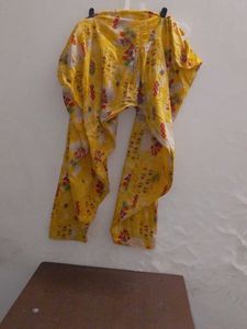 Yellow Floral Print Salwar Kameez Set