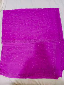 Onion Colour Embellished Saree