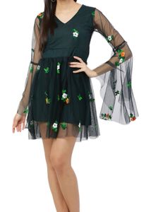Floral Embroidered Tulle Dress