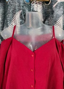 Party Wear Bardot Red Top
