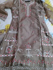 Elegant Embroidered Brown Salwar Kameez
