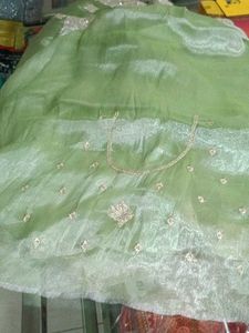 Light Green Embroidered Saree