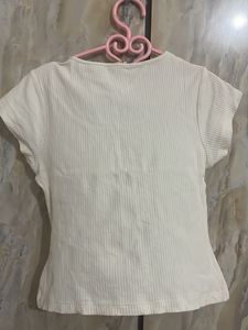 White Cutout Ribbed Top