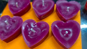 Scented Love Candles Handmade Magenta Colour