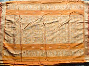 Orange &amp; Gold Woven Saree