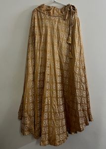 Gold  Skirt And Black Embellished Velvet Top