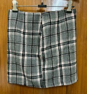 Grey Plaid Mini Skirt