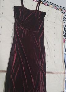 Hot Maroon Side Slit Dress