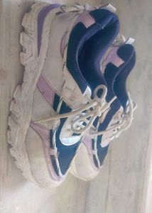 Stylish White &amp; Purple Sneakers