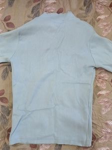 Light Blue Ribbed Polo Shirt