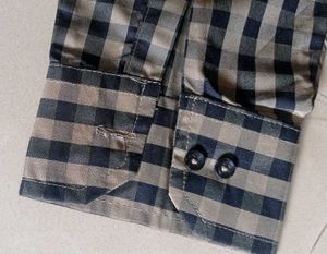 Black Beige Chackered Men Shirt