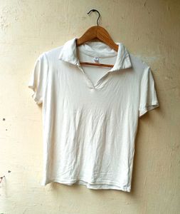 White Polo Crop Top (Women)