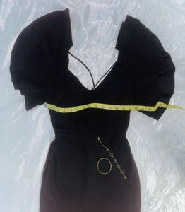 Frill-Layered Black Dress