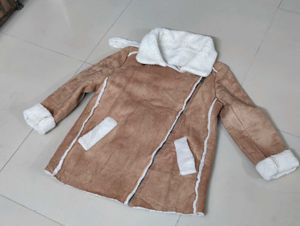Korean Shearling Trim Faux Suede Jacket