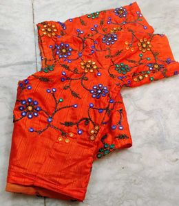 Orange Colour Wedding Silk Blouse