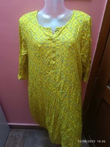 Xl Avaasa Yellow Printed Kurta