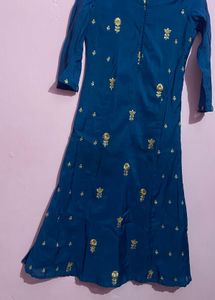 Teal Embroidered Kurti