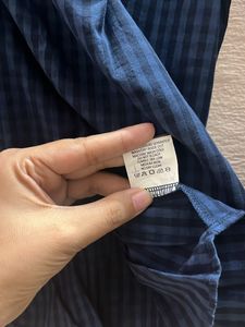 Blue Check Off-shoulder Cotton Top